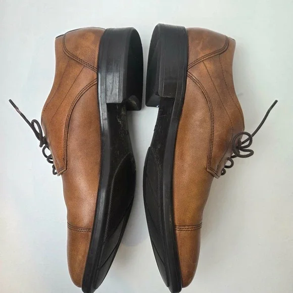 ECCO Mens Citytray Cap Toe Lace Up Shoe Amber Brown Leather Size 41 EU 7-7.5 US - Picture 5 of 13
